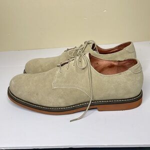 JOS A BANK Oxfords Shoes Cream Suede Lace Up Work Casual Dress Shoes 12 Wide